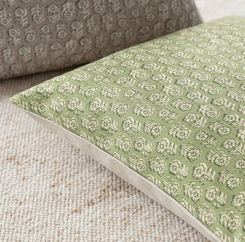 Decorative Floral Print Throw Pillow Covers 18×18 Lime Green (2 Count)