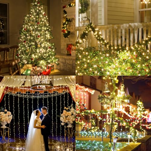 Clear Christmas Lights 25FT 100 Incandescent Bulbs Warm White Mini Lights with Black Wire for Christmas Tree