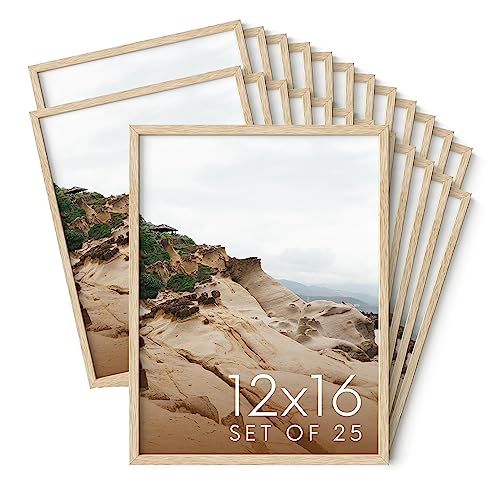 12x16 Natural Oak Wood Picture Frames Set of 25 (25 Count)