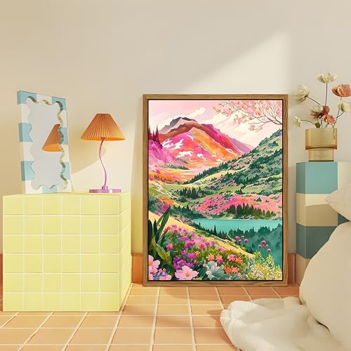 Floating Framed Boho Colorful Mountain Wall Art Set of 3 (3 Count)
