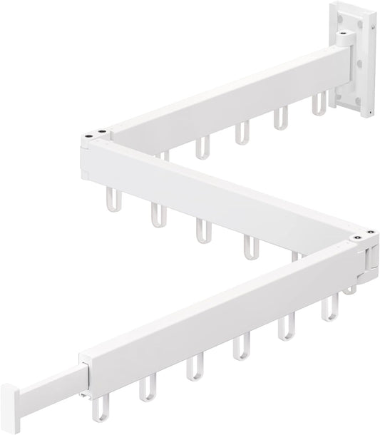 Clothes Drying Rack Wall Mounted,Drying Rack Clothing,Clothes Hanging Rack,Retractable,Collapsible(Tri-Fold), White Color(Ring) - NestledHome