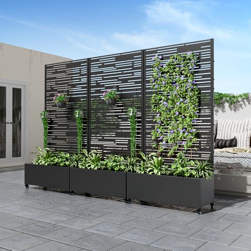 Metal Raised Garden Bed with Trellis and Wheels