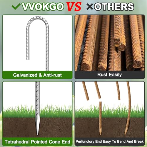 Rebar-Stakes-12-Inch J Hook Galvanized Garden Tent Stakes Heavy Duty (50 Count)