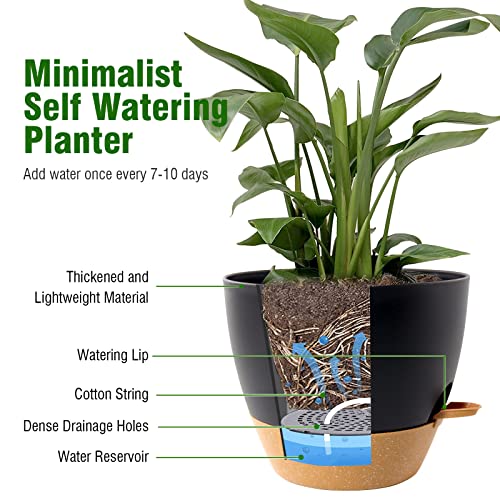 10/9/8 inch Self Watering Pots for Indoor Outdoor Plants, Set of 3 (3 Count)
