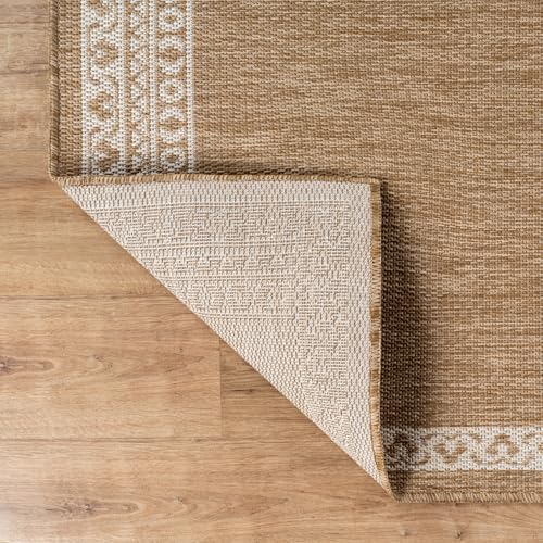 Outdoor Rug 8x10 Medallion Natural Modern Area Rugs for Indoor and Outdoor Patios Kitchen and Hallway Mats Washable Porch Deck Outside Carpet (80 Sq Ft)