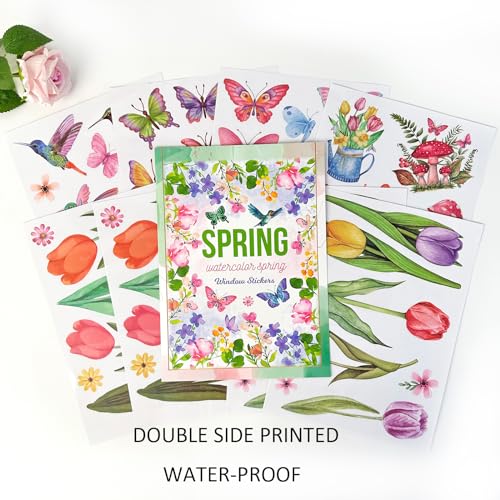 83 PCS Summer Window Clings Spring Flower Window Stickers Decorations for Glass Windows