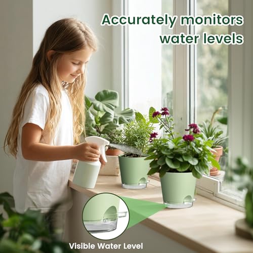 6 inch Self Watering Pots for Indoor Outdoor Plants (3 Count)