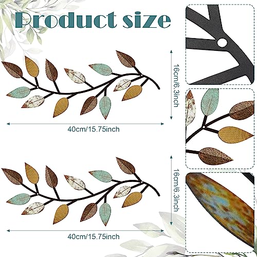 2 Pcs Metal Leaf Wall Art Vine Branch Decor (2 Count)