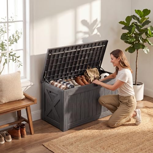Resin Deck Box 120 Gallon Waterproof Large Outdoor Storage Box