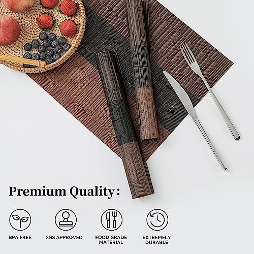 Brown with Black Striped Placemats Set of 12 (12 Count)