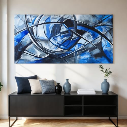Abstract Wall Art Decor Oversized Wall Art Pictures for Living Room Abstract Canvas Art Wall Decor Modern Large Blue Wall Art Prints Black and White Wall Art Decor Bedroom Office Decor 29" X 58"