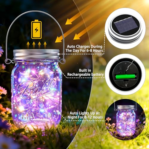 Mason Jar Solar Lights for Outside (12 Count)