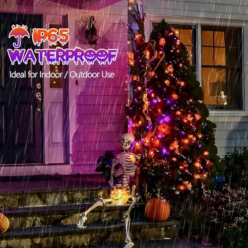 Solar Halloween Lights 4 Pack 132FT 400 LED String Lights Purple and Orange (33 Foot)