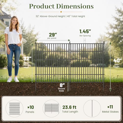 No Dig Garden Fence Outdoor for Yard (62.93 Sq Ft)