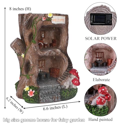 Solar Light Gnome Fairy Garden House for Outside (36.96 Ounce)