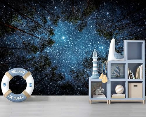Forest Night Sky Mural Wallpaper Peel and Stick for Ceiling Bedroom