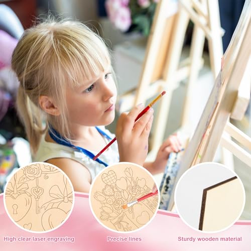 10 Pieces Large Valentines Day Unfinished Wood Crafts to Paint for Adults