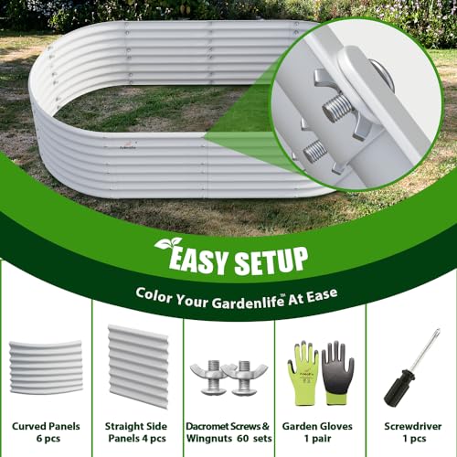 Anleolife 8 Bed 6x3x2ft Oval Galvanized Raised Garden Beds (8 Count)
