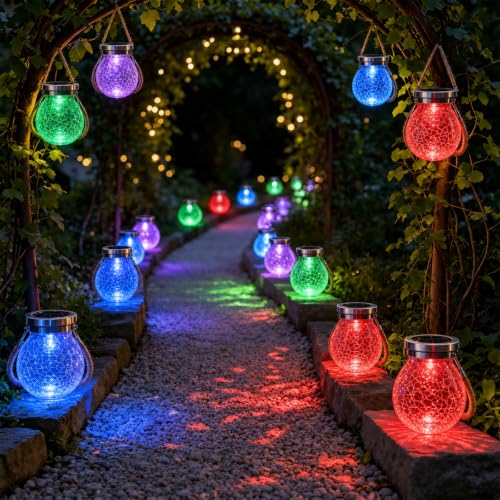 Solar Glass Jar Lantern RGB Color Changing (6 Count)