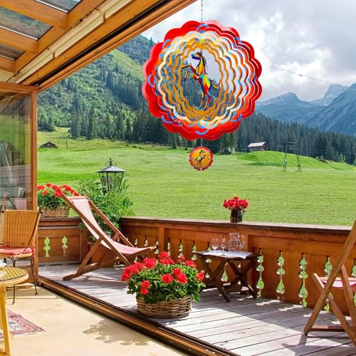 12 inch Horse 3D Stainless Steel Wind Spinners