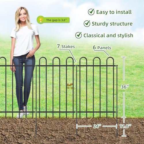 36” x 12’ Outdoor Metal Garden Fence (217.8 sq ft sq ft)