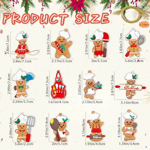 12pcs Gingerbread Christmas Decoration for Tree (12 Count)