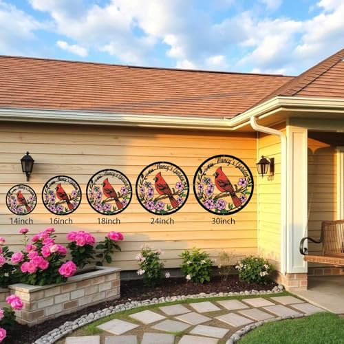 Personalized 12in Name Garden Cardinal Metal Signs with Stake