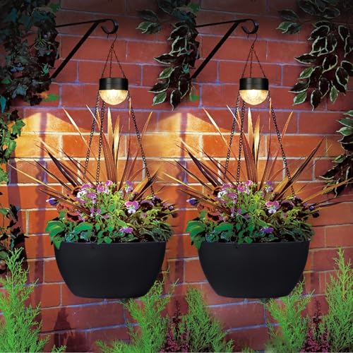 2 Pack Solar Hanging Planters for Plants Outdoor (2 Count)