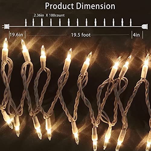 Christmas Lights 100 Count Mini Clear Lights 21ft White Wire Christmas Tree String Lights Set for Outdoor Indoor Christmas Decorations Wedding Valentines Day Decor