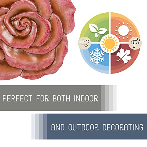 NAT & Jules Rose Flower Shaped Dimensional Indoor Outdoor 12 inch Cast Resin Decorative Garden Stepping Stone