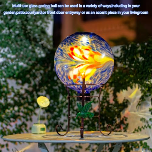 10" Diameter Solar Gazing Ball with Hummingbird Metal Stand