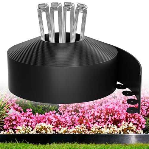 4in Tall 66ft Landscape Edging Kit with 100pcs Metal Spikes (66 Foot)