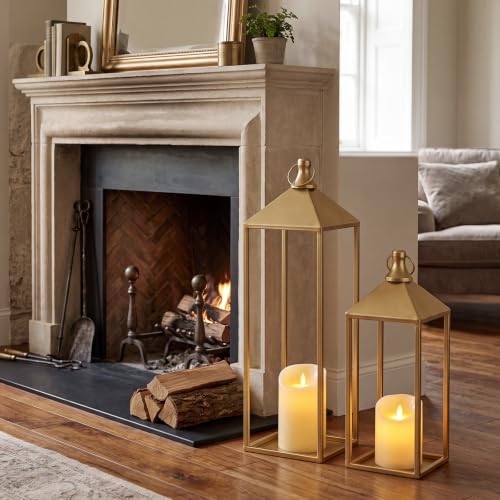 Set of 2 Decorative Lanterns with Candles (24 Count)