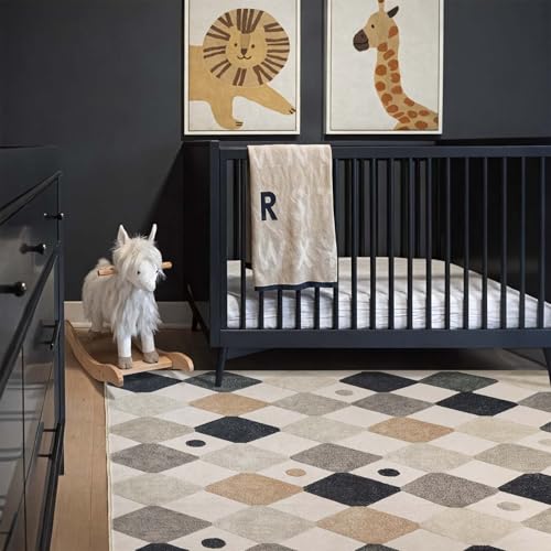 4x6 Checkered Area Rug Washable Classroom Kids Rug Marble (24 Sq Ft)