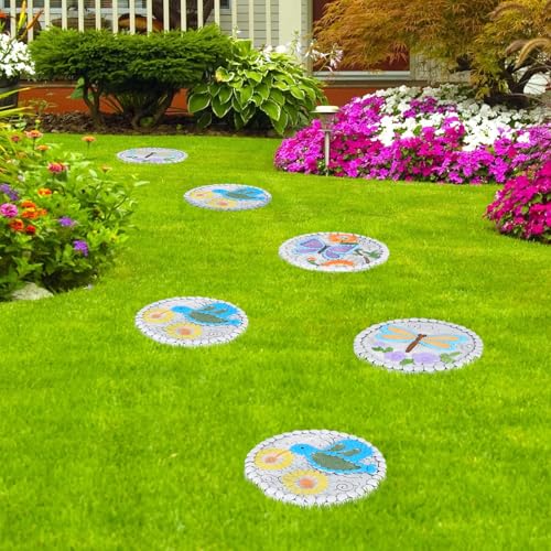 3 Pack Cement Stepping Stones Outdoor 10 Inch Round Garden Stepping Stones (3 Count)