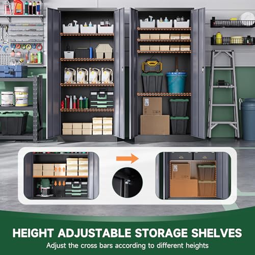 Metal Garage Storage Cabinets with Lock Door and Adjustable Shelves