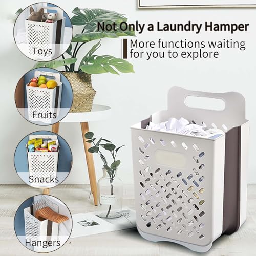Plastic Foldable Laundry Basket with Handle