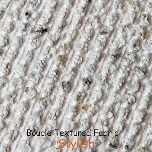 Striped Throw Pillow Covers 24x24 Set of 2 Cream Grey Textured Boucle Chic Morden Boho Accent Farmhouse Square Decorative Couch Pillow Covers for Home Decor Bed Sofa Living Room (2 Count)
