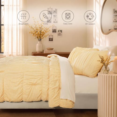 Yellow Gingham Full Size Comforter Sets