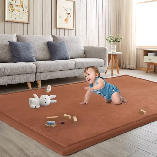 Baby Play Mat for Floor Nursery Muscle Area Rug Playroom Rug 74x50" Elastic Foam 1.3" Thick Crawling Mat for Babies