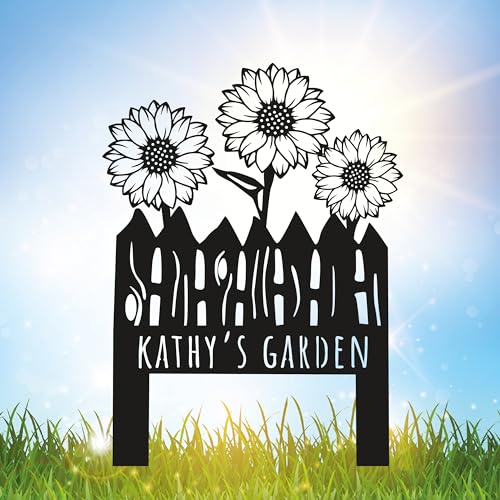 Custom Sunflower Metal Garden Sign with Stakes
