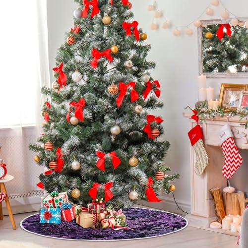Christmas Purple Snowflake Party Tree Skirt