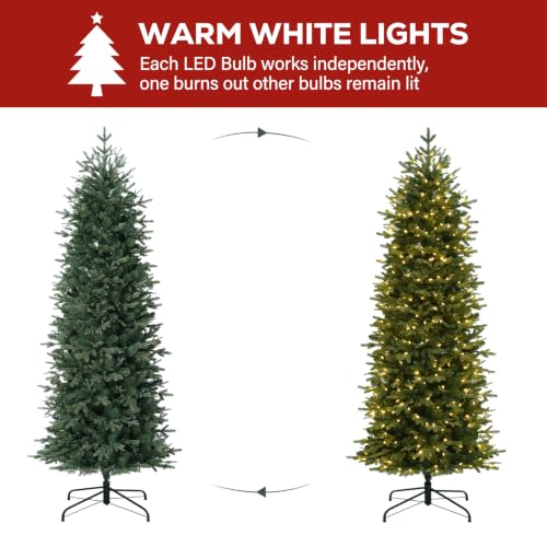 7.5 ft Prelit Pencil Christmas Tree with 400 Warm White LEDs