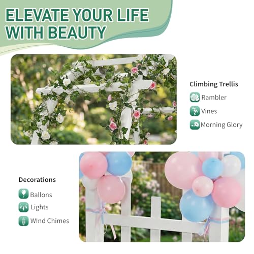 7Ft White Wooden Arbor Arch