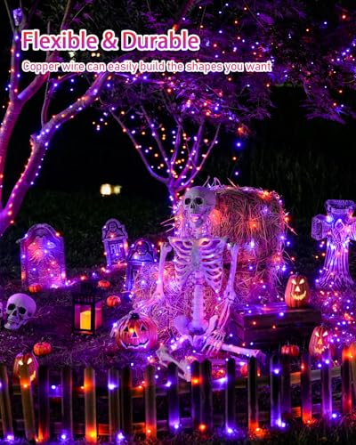 Solar Halloween Lights Orange and Purple (66 Foot)