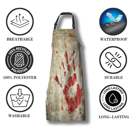 Baking Apron for Women Bloody Handprint Grungy Wall Kitchen Aprons for Men for Kitchen Cooking Restaurant BBQ Painting Crafting 27”