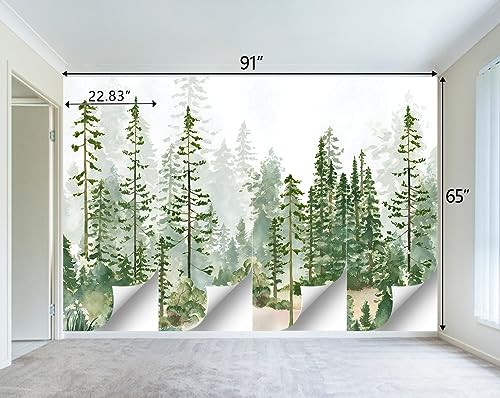 Boys or Girls Cartoon Pine Tree Forest wallpeper Nursery Kids Bedroom wall Mural