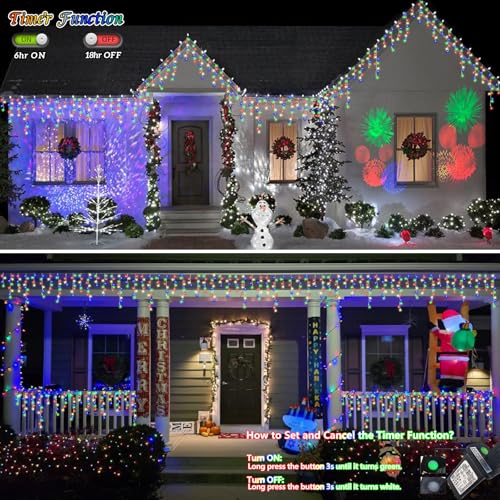 Multicolor Icicle Lights for Outside (66 Foot)