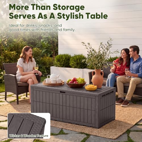 185 Gallon Deck Box Resin Outdoor Storage Box Waterproof
