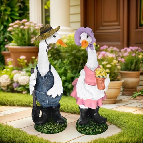 Large Porch Goose Statue Yard Concrete Geese Decor Garden Decorations (3 Count)